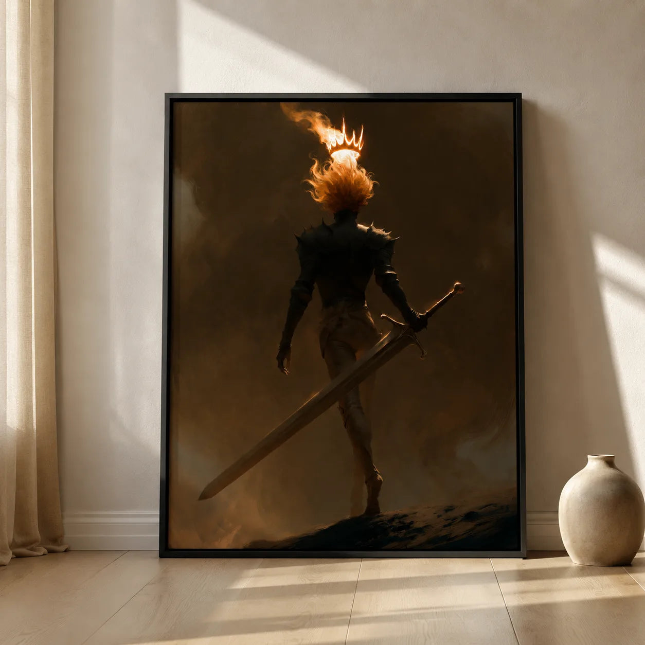 Flaming Crown Warrior Wall Art Decor - Wall Art Decor - side view