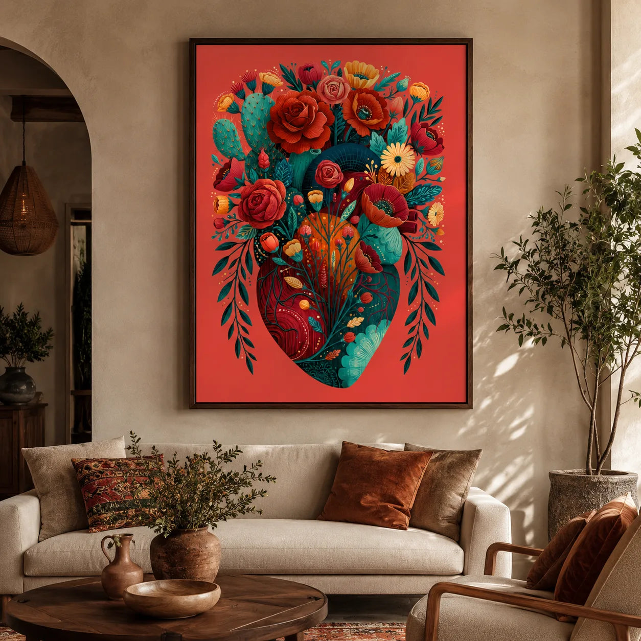 Floral Anatomical Heart Wall Art Decor - Wall Art Decor - lifestyle