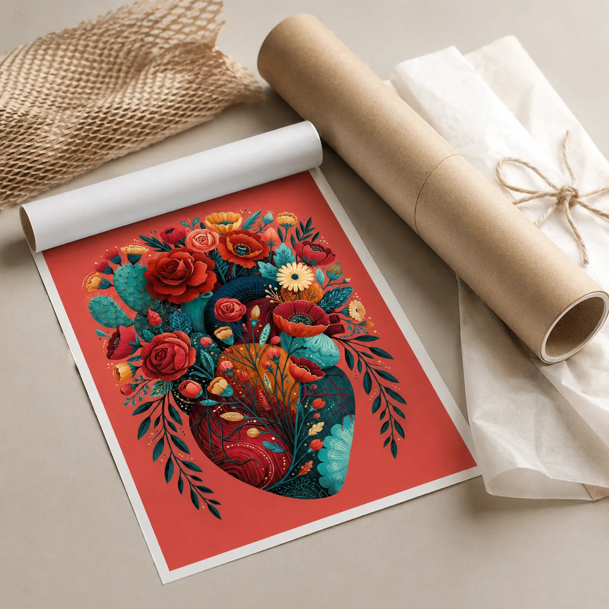 Floral Anatomical Heart Wall Art Decor - Wall Art Decor - packaging