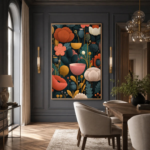Floral Garden Folk Wall Art Decor