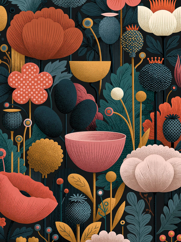 Floral Garden Folk Wall Art Decor