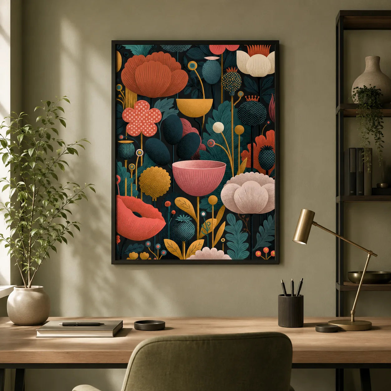 Floral Garden Folk Wall Art Decor - Wall Art Decor - in use