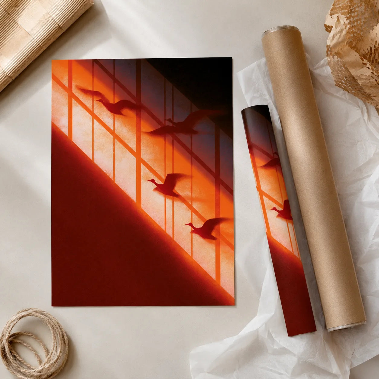 Flying Birds Sunset Wall Art Decor - Wall Art Decor - back view