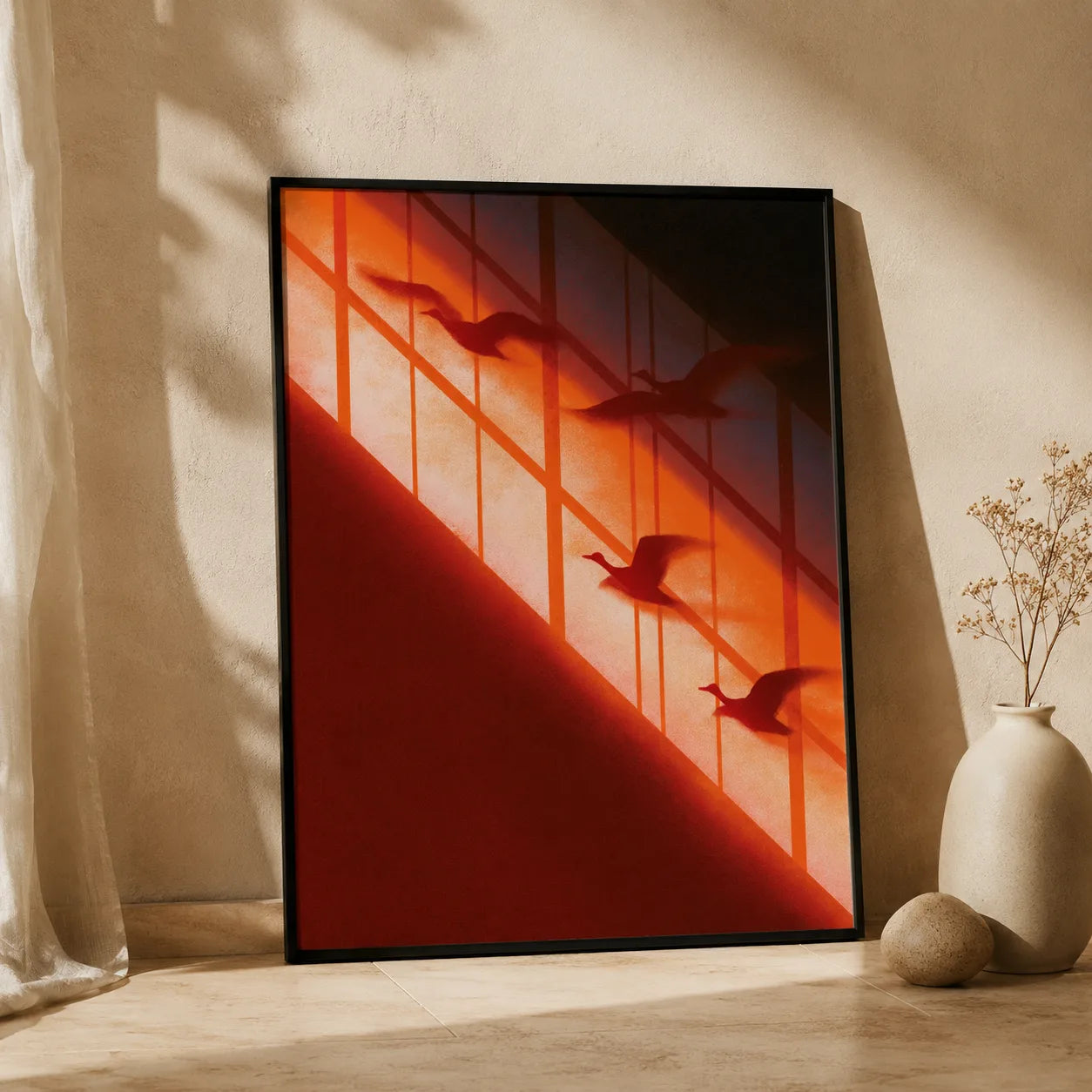 Flying Birds Sunset Wall Art Decor - Wall Art Decor - side view