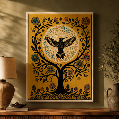 Folk Art Hummingbird Tree of Life Wall Art Decor – preview 11