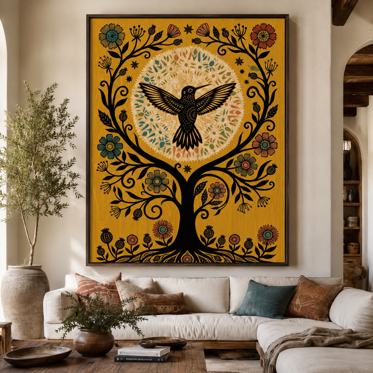 Folk Art Hummingbird Tree of Life Wall Art Decor – preview 6