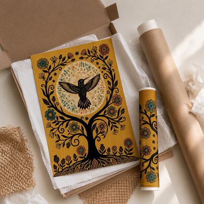 Folk Art Hummingbird Tree of Life Wall Art Decor – preview 9