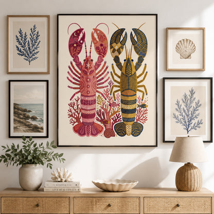 Folk Art Lobsters Coastal Decorative Wall Art Decor preview 10