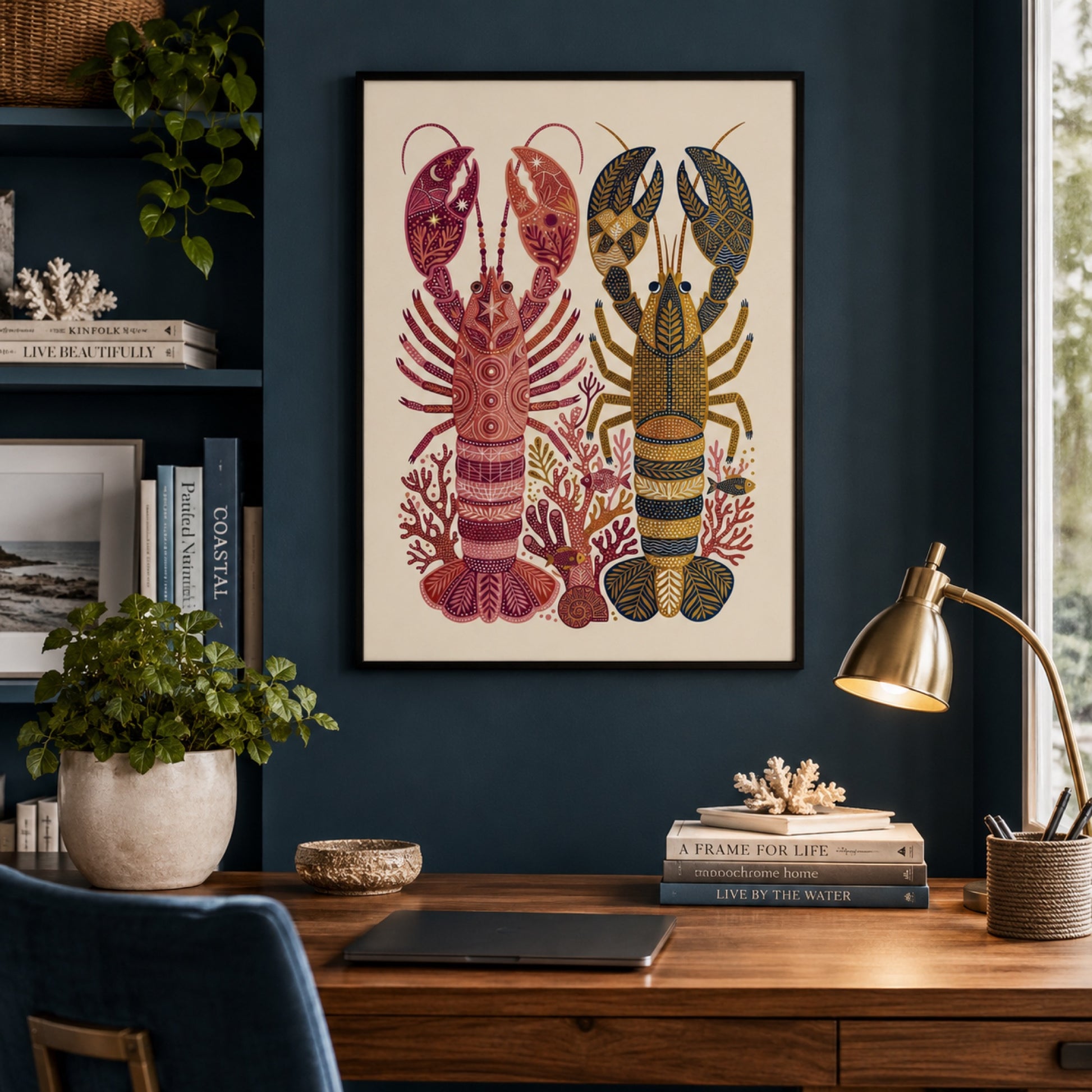 Folk Art Lobsters Coastal Decorative Wall Art Decor preview 4