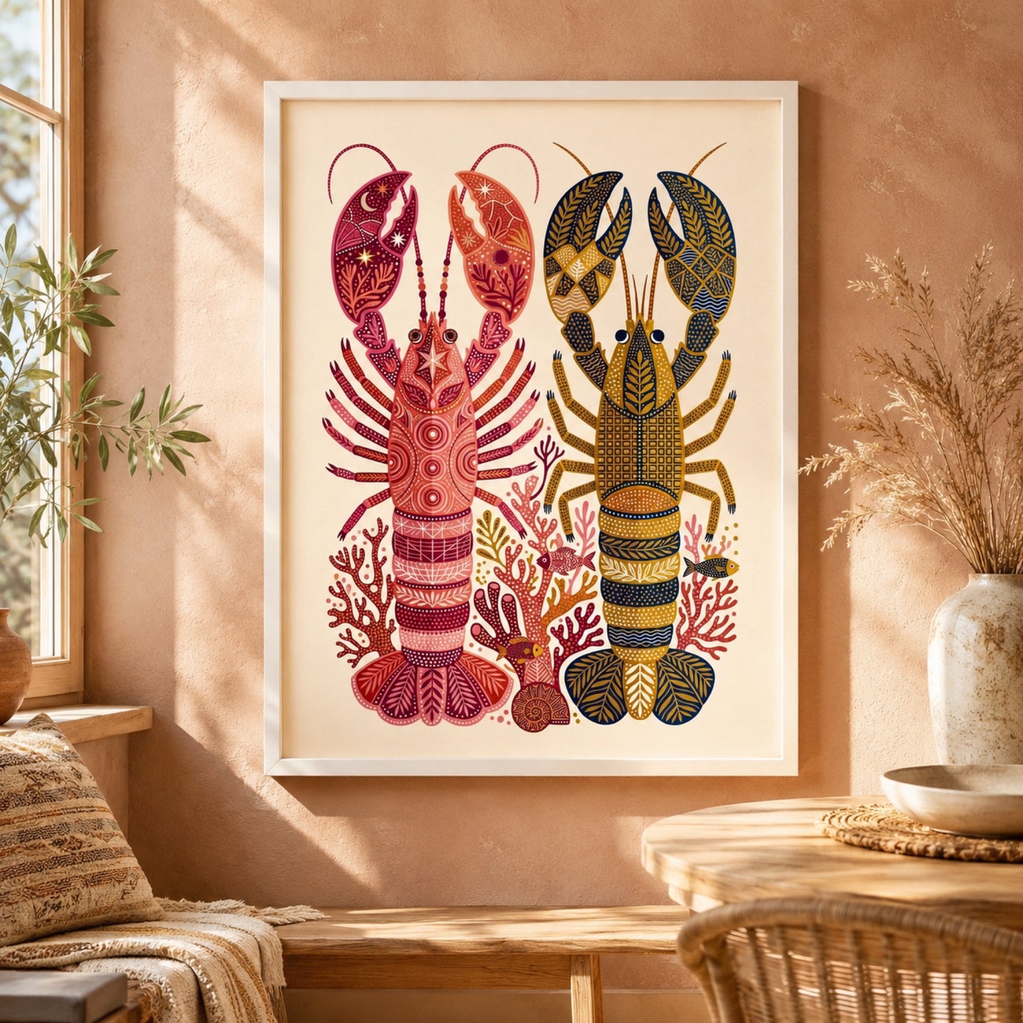 Folk Art Lobsters Coastal Decorative Wall Art Decor preview 5