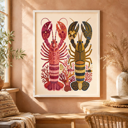 Folk Art Lobsters Coastal Decorative Wall Art Decor preview 5