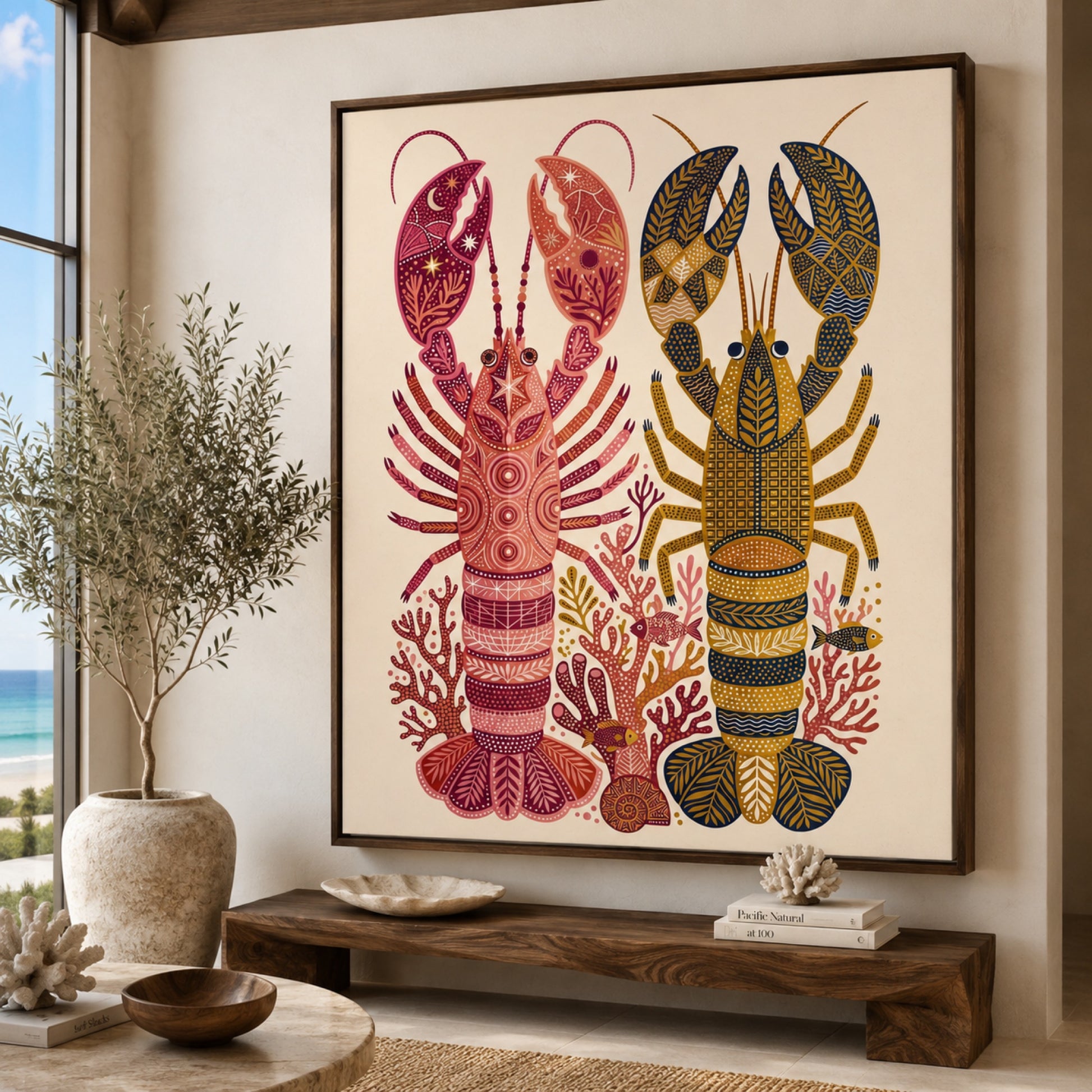 Folk Art Lobsters Coastal Decorative Wall Art Decor preview 6