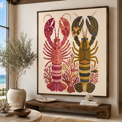 Folk Art Lobsters Coastal Decorative Wall Art Decor preview 6