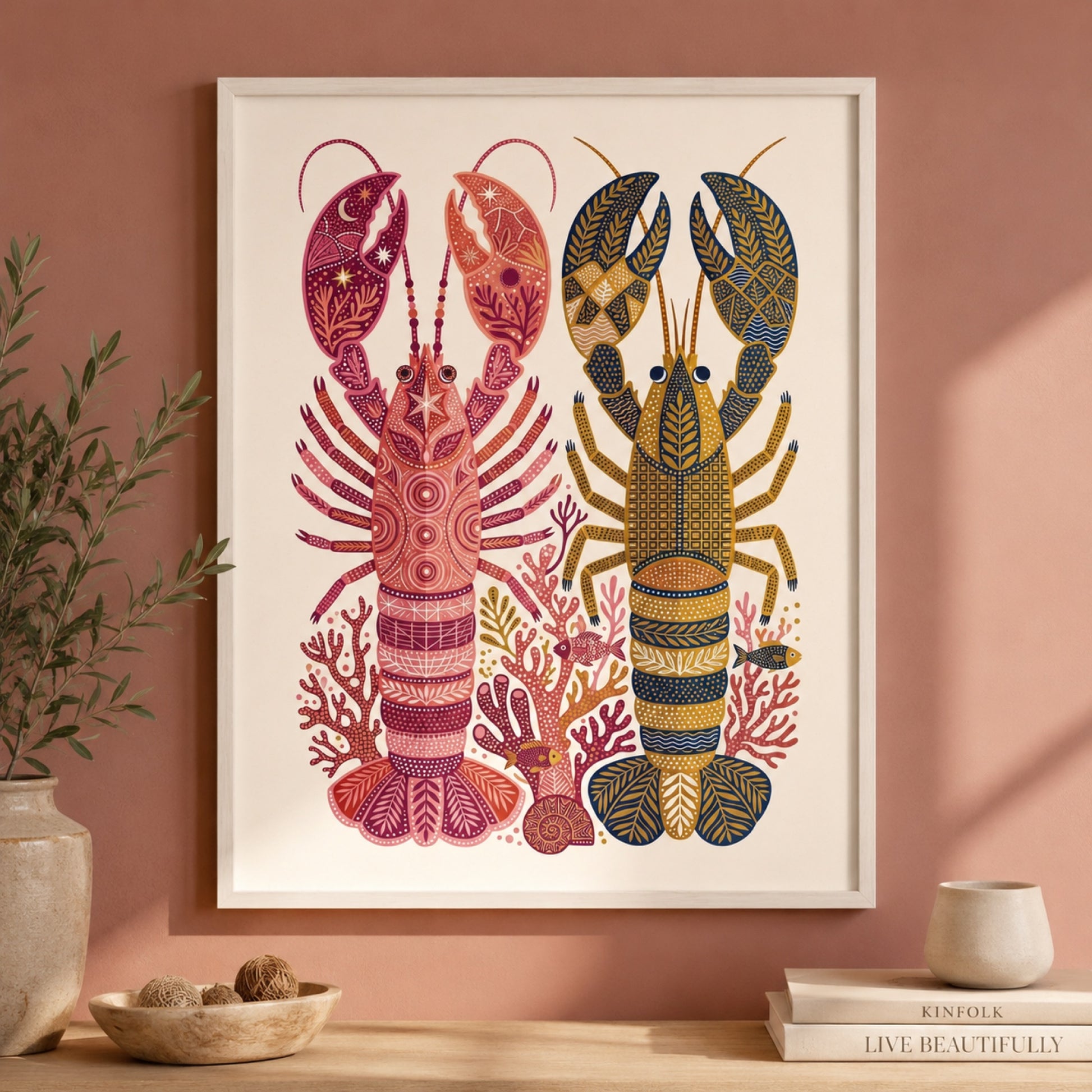 Folk Art Lobsters Coastal Decorative Wall Art Decor preview 7