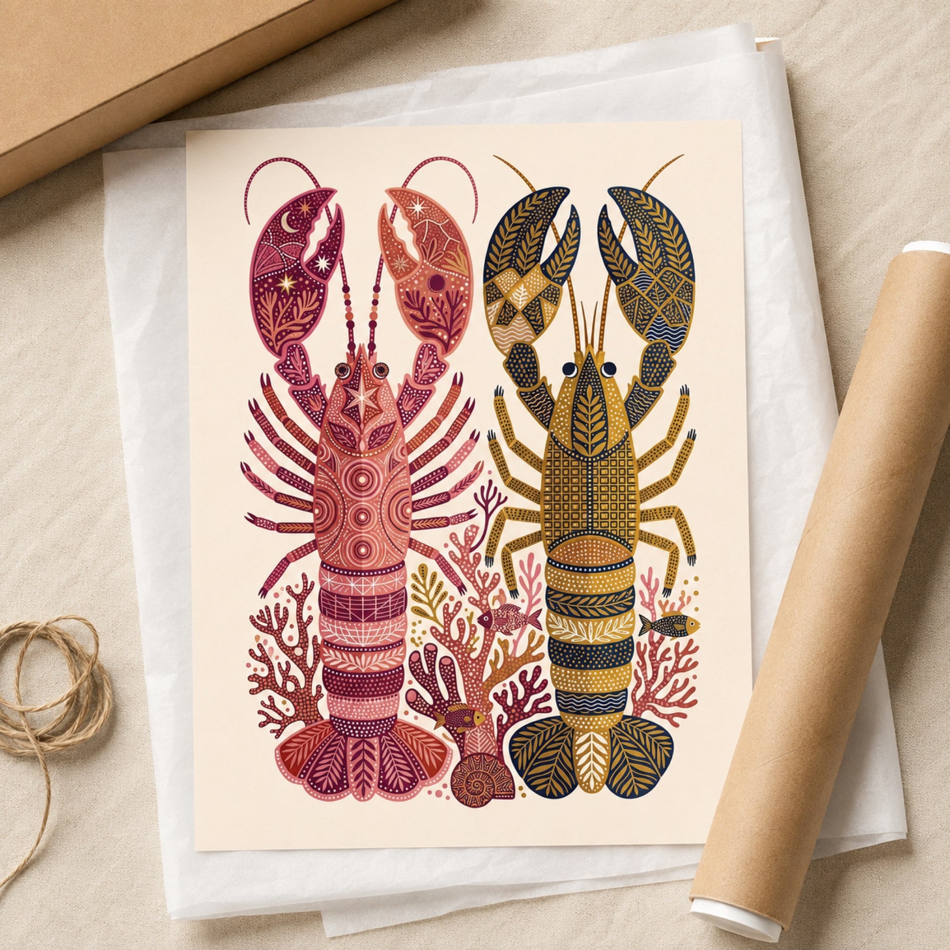 Folk Art Lobsters Coastal Decorative Wall Art Decor preview 9
