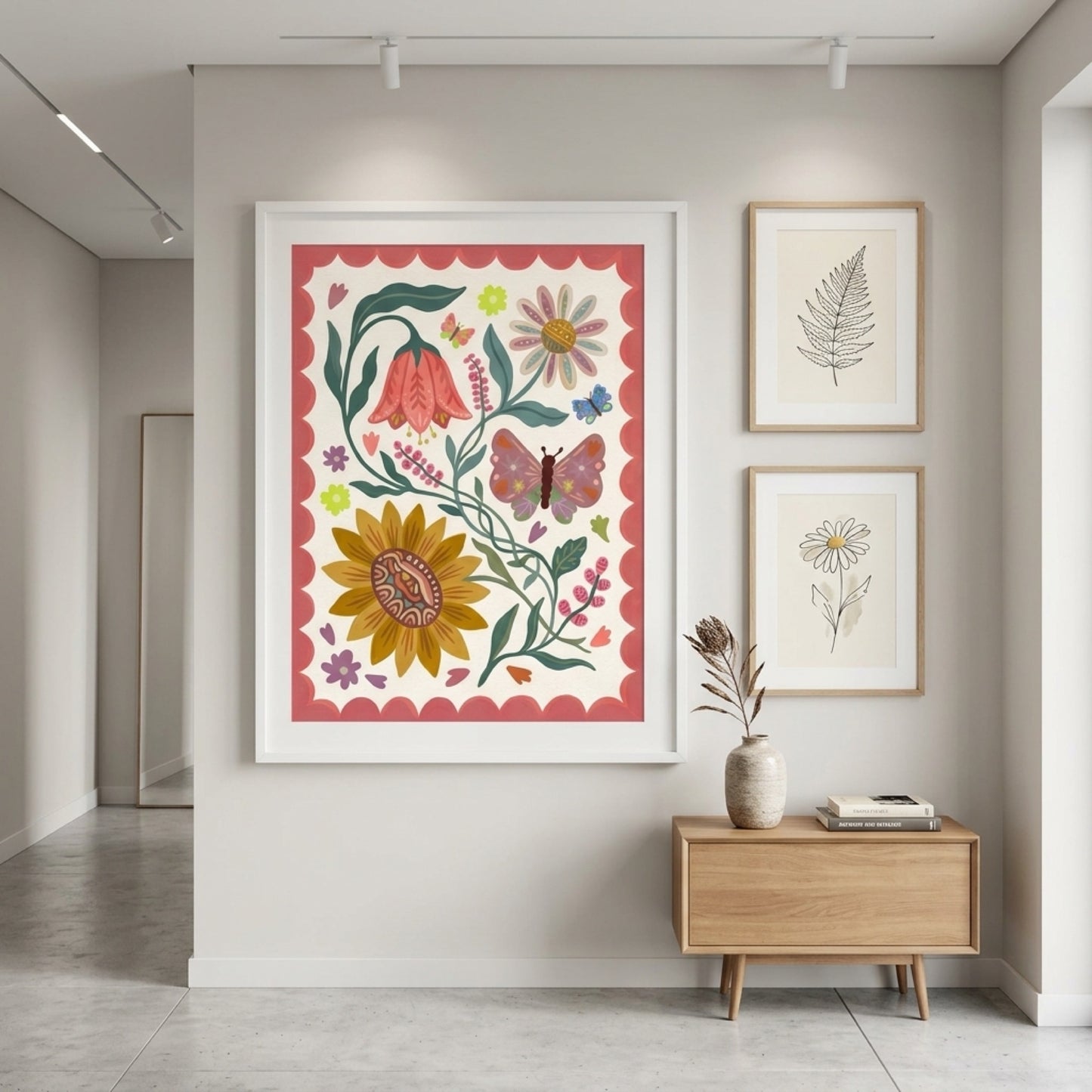 Folk Floral Butterflies and Sunflower Wall Art Decor preview 11