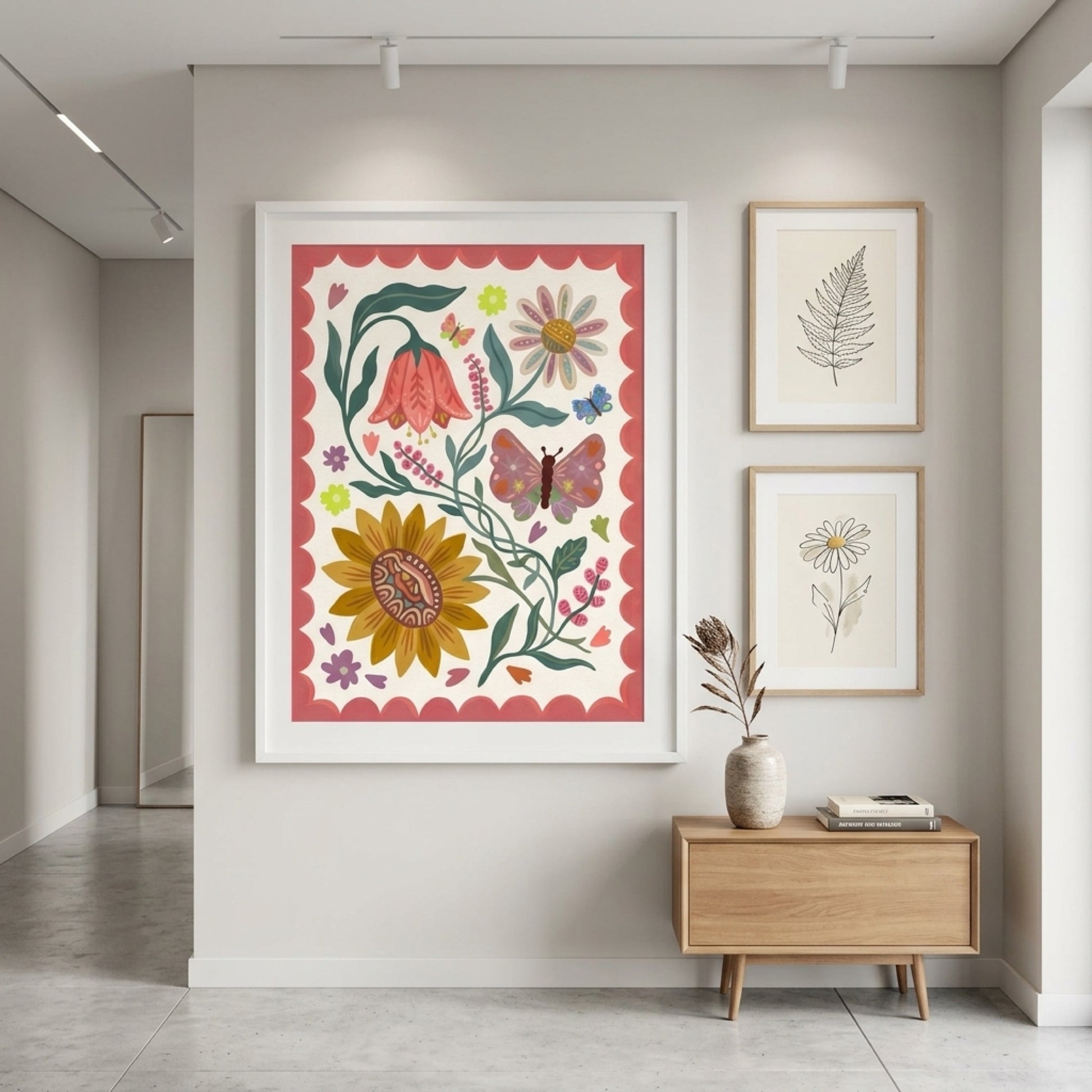 Folk Floral Butterflies and Sunflower Wall Art Decor preview 11