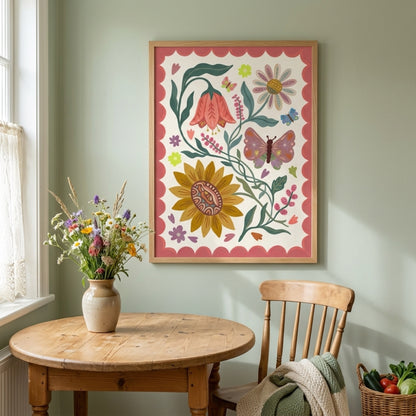 Folk Floral Butterflies and Sunflower Wall Art Decor preview 9