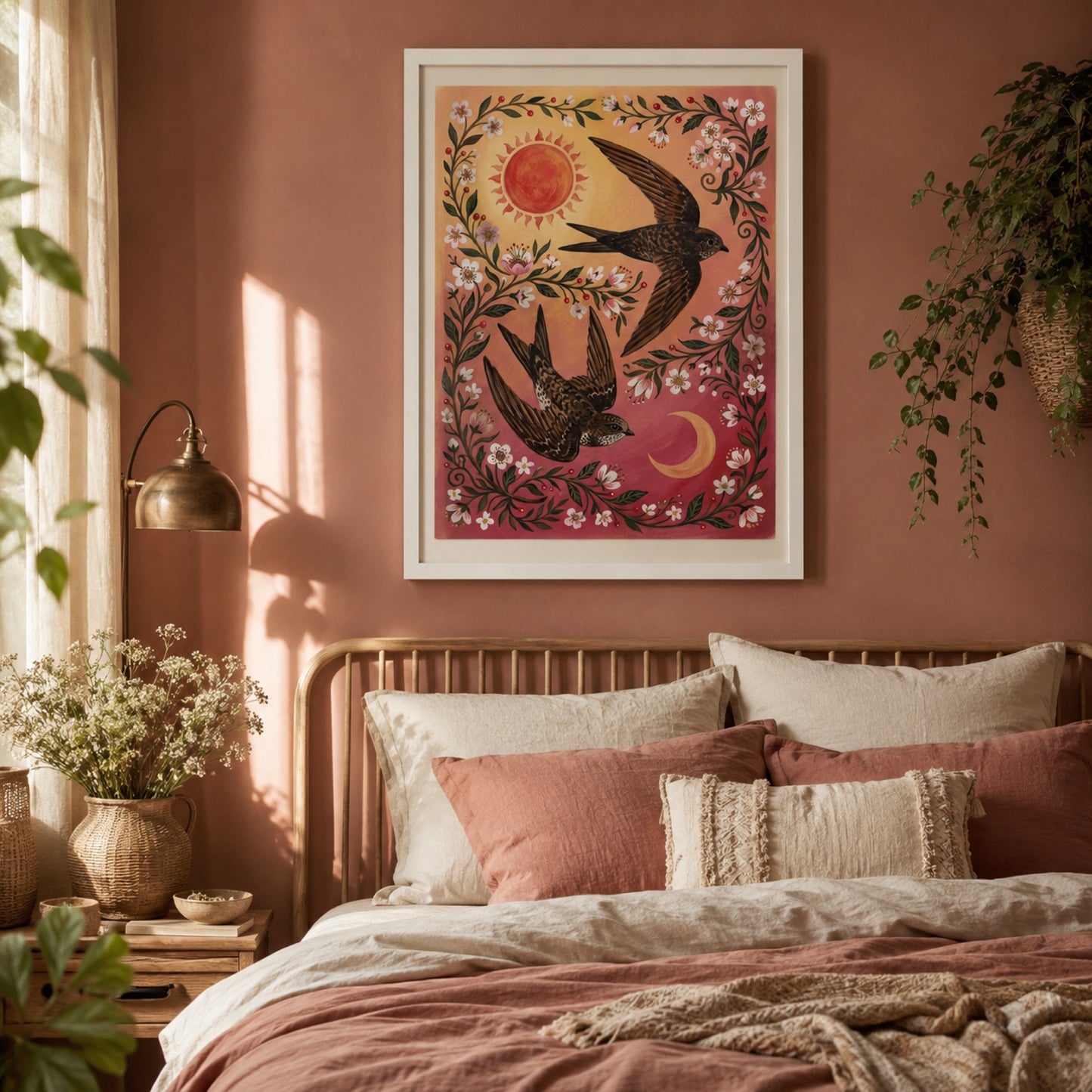 Folk Swifts of Sun and Moon Wall Art Decor preview 3
