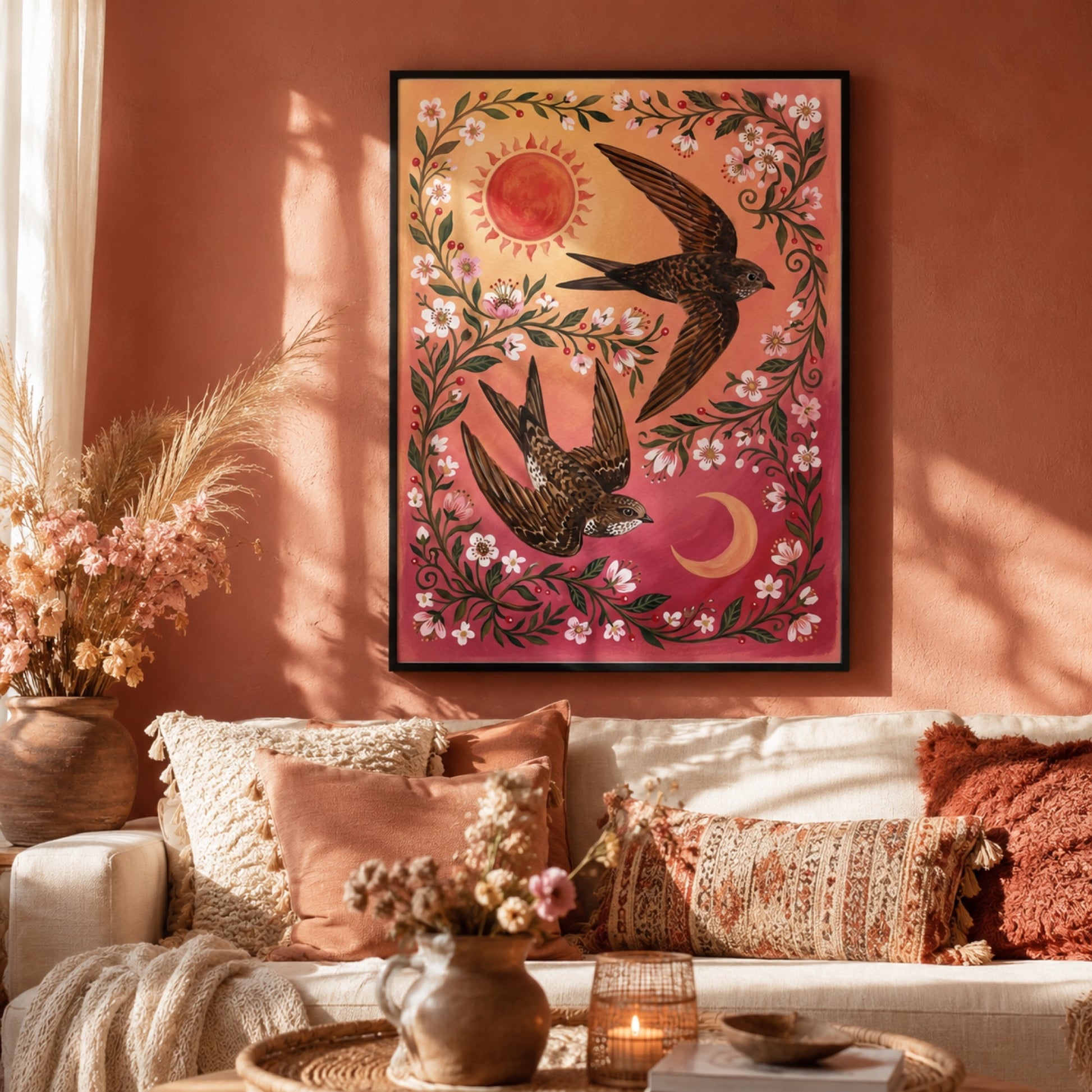 Folk Swifts of Sun and Moon Wall Art Decor preview 5