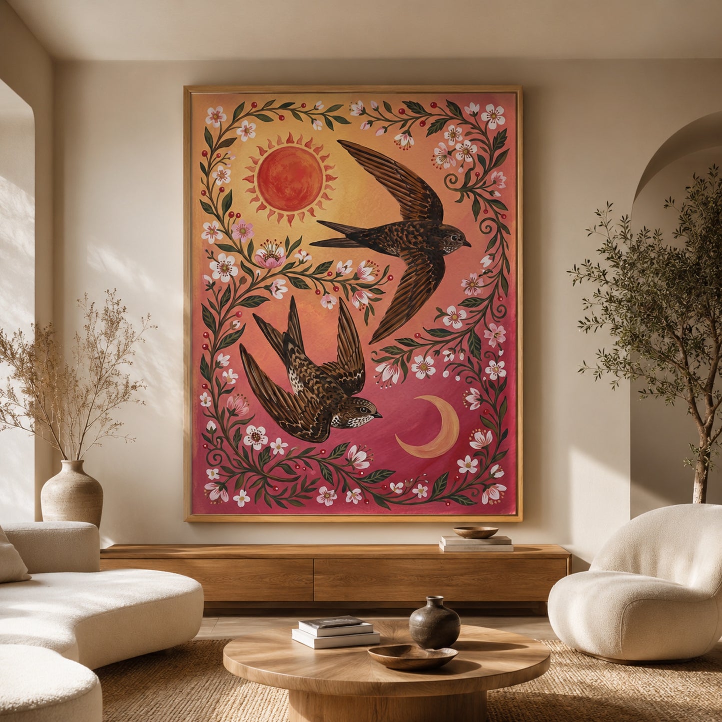 Folk Swifts of Sun and Moon Wall Art Decor preview 6