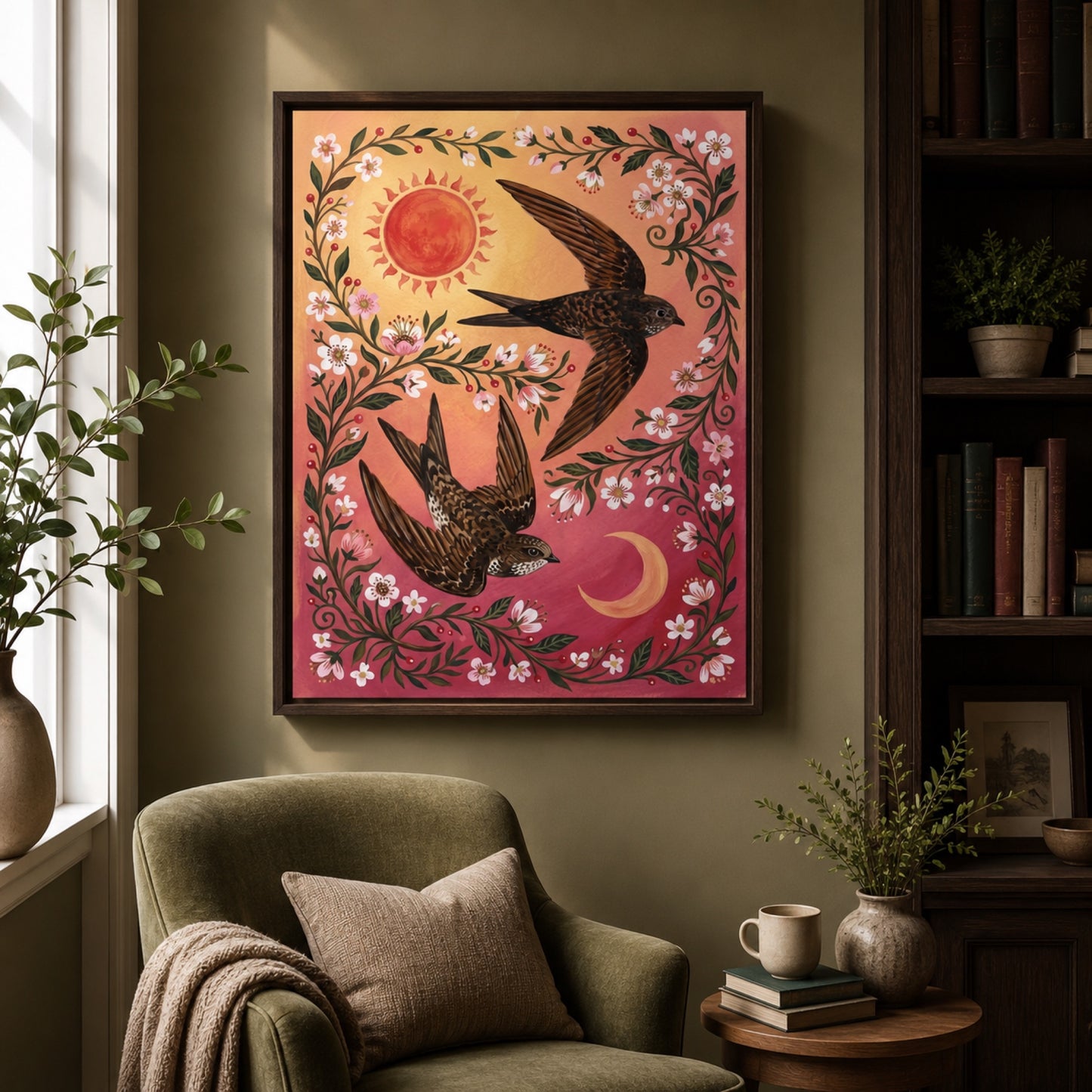 Folk Swifts of Sun and Moon Wall Art Decor preview 7