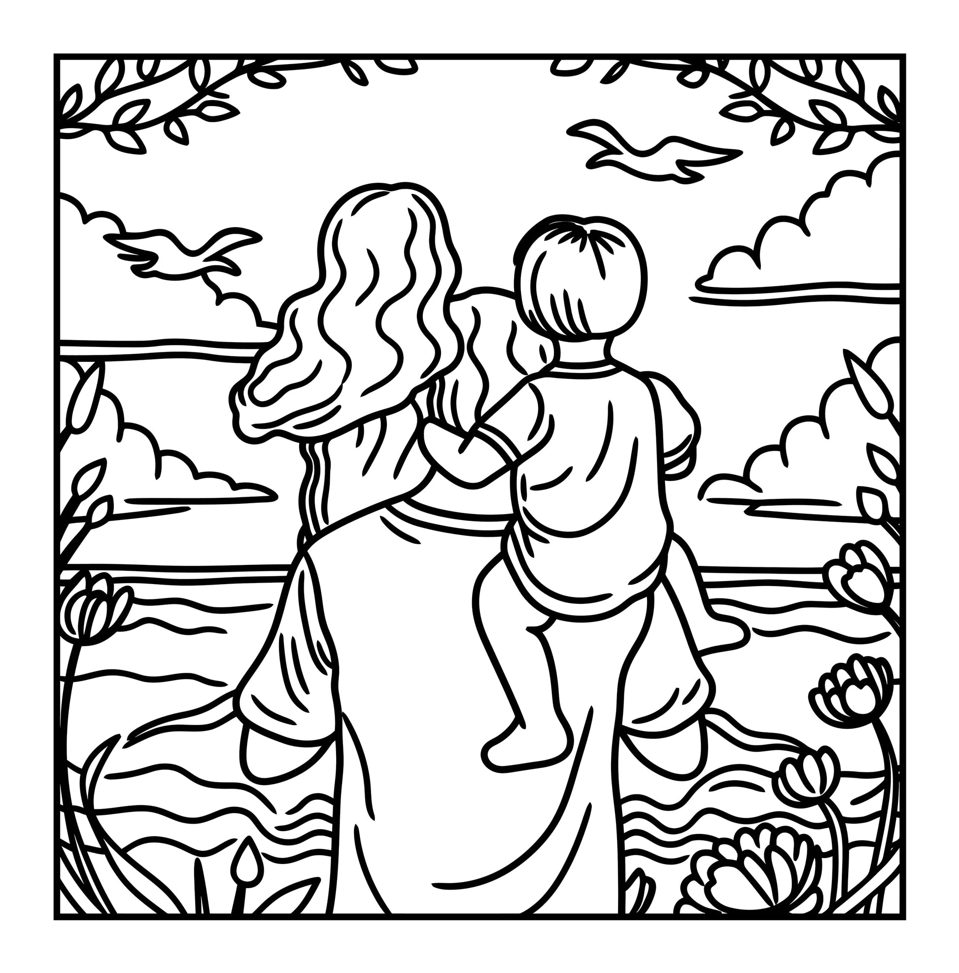 Cozy Family Bold and Easy Free Coloring Pages – Printable PDF | Heartwarming Family Art, Instant Download – preview 2