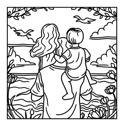 Cozy Family Bold and Easy Free Coloring Pages – Printable PDF | Heartwarming Family Art, Instant Download – preview 2