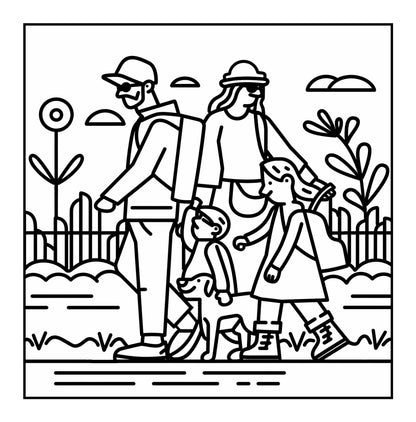 Cozy Family Bold and Easy Free Coloring Pages – Printable PDF | Heartwarming Family Art, Instant Download – preview 3