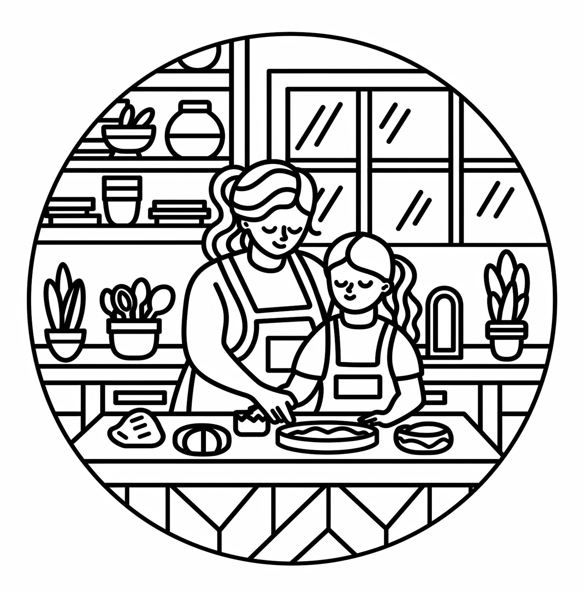 Cozy Family Bold and Easy Free Coloring Pages – Printable PDF | Heartwarming Family Art, Instant Download – preview 4