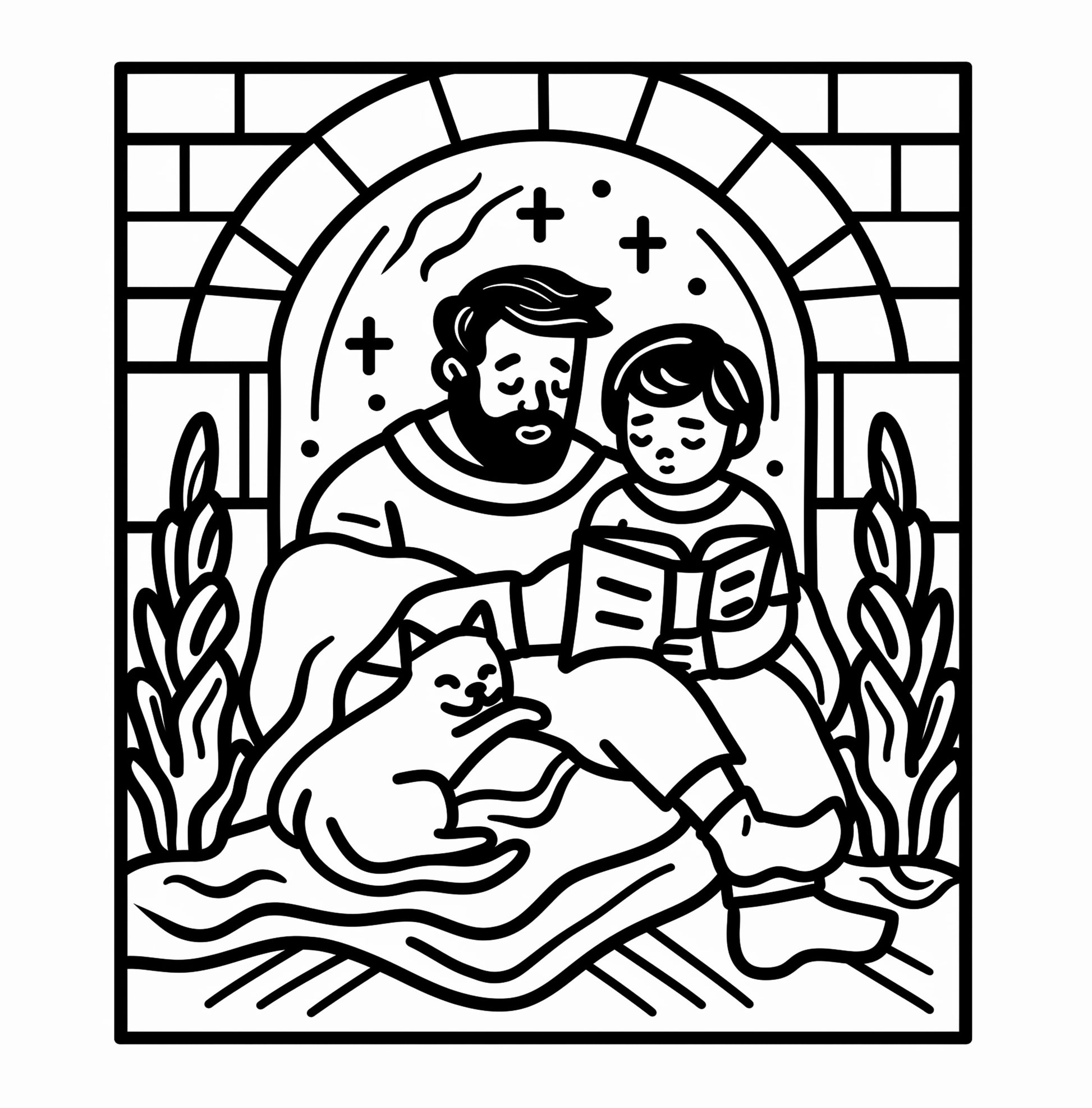 Cozy Family Bold and Easy Free Coloring Pages – Printable PDF | Heartwarming Family Art, Instant Download – preview 5