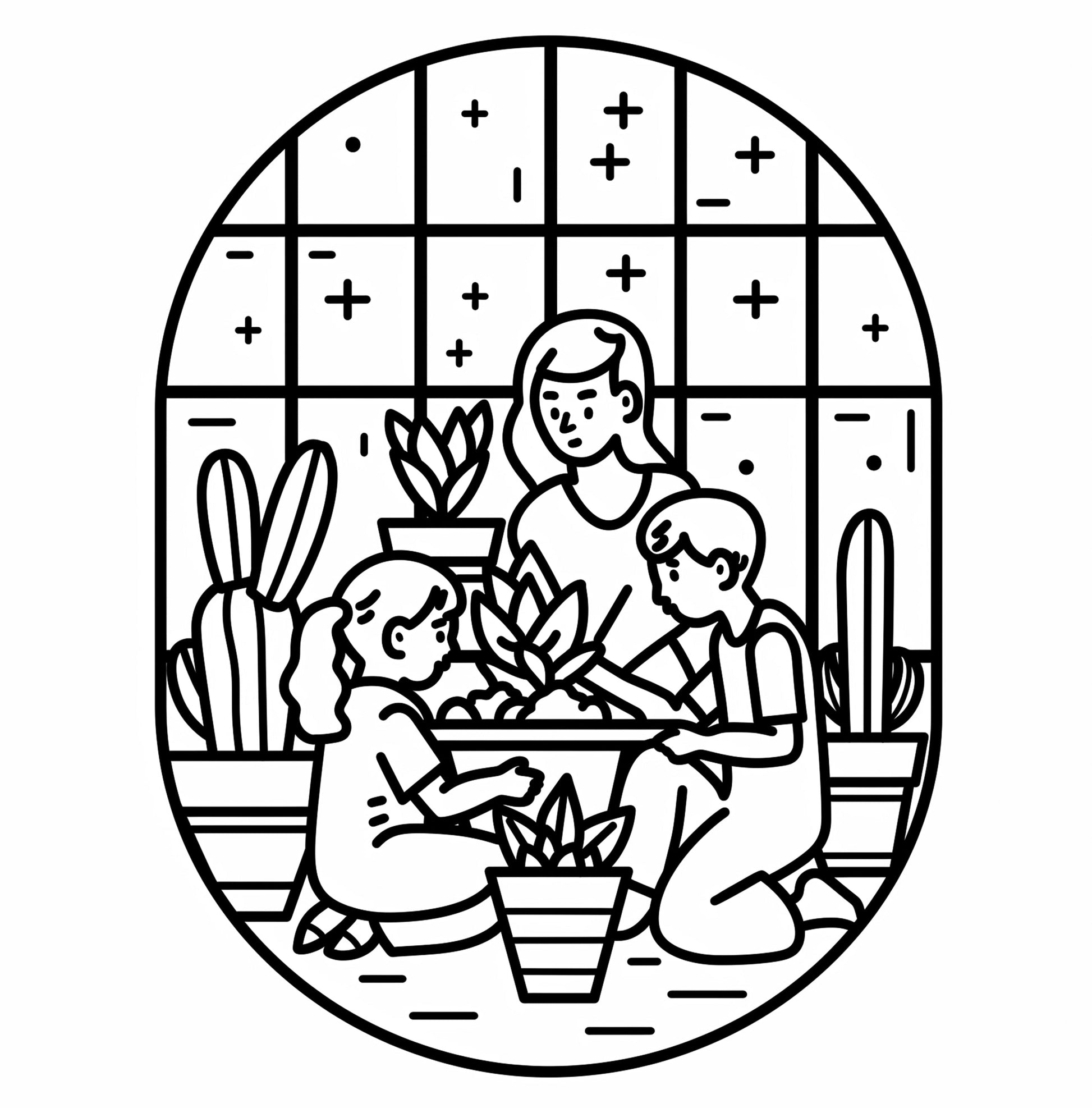 Cozy Family Bold and Easy Free Coloring Pages – Printable PDF | Heartwarming Family Art, Instant Download – preview 7