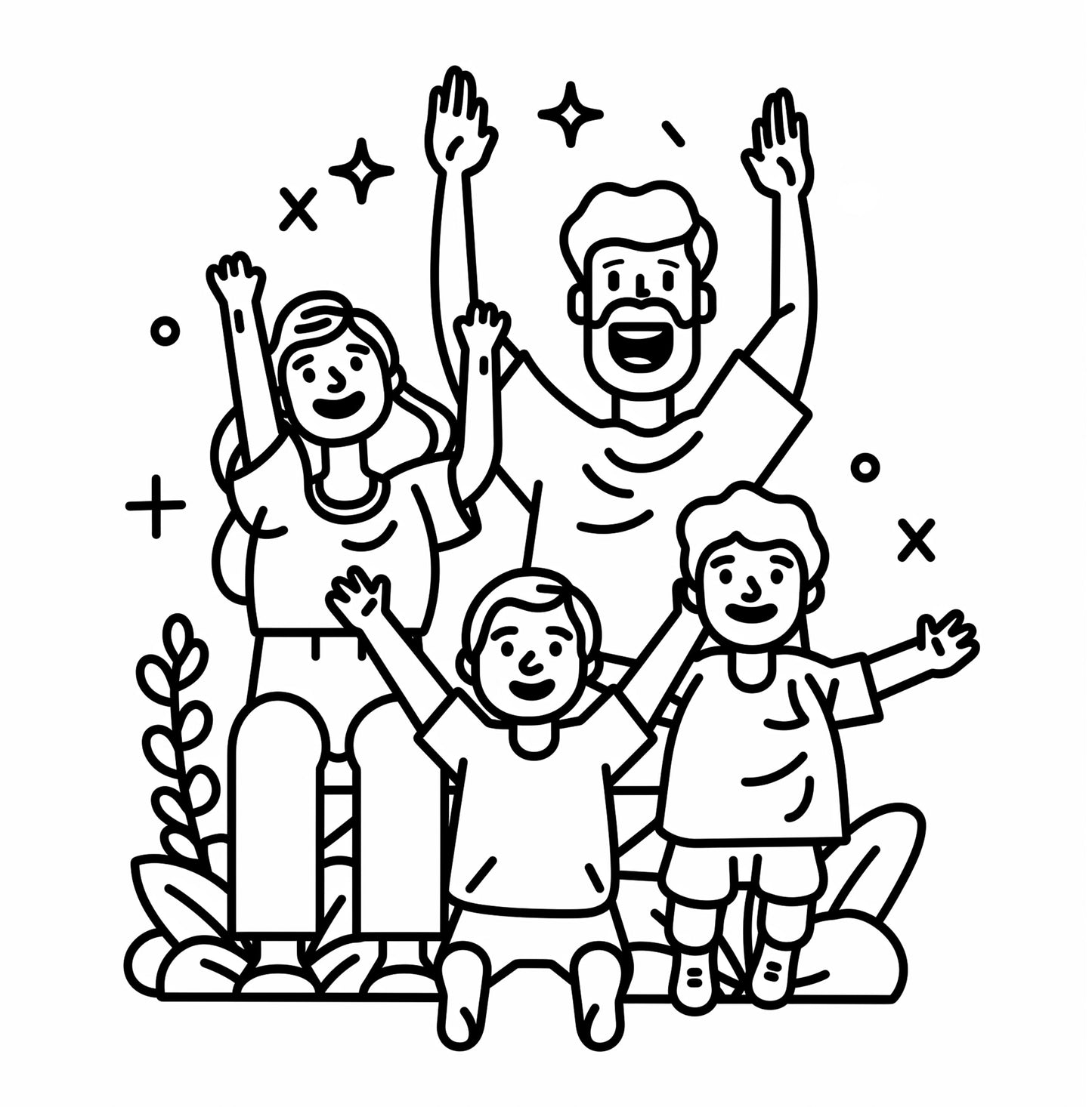Cozy Family Bold and Easy Free Coloring Pages – Printable PDF | Heartwarming Family Art, Instant Download – preview 8