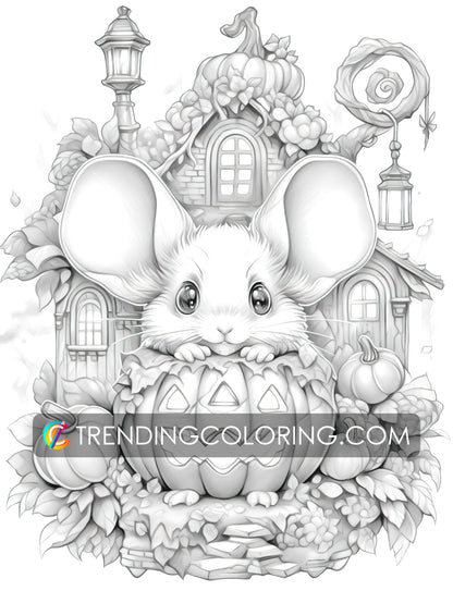 Free Fall Coloring Pages - Autumn Vibe - Pumpkin House - Printable PDF – preview 3