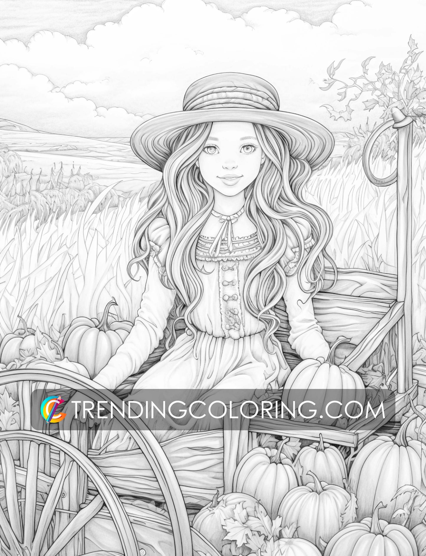 Free Fall Coloring Pages - Autumn Vibe - Pumpkin House - Printable PDF – preview 4