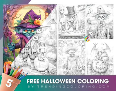 Kostenlose Halloween Malvorlagen - Sofortiger Download Freepage - Druckbares PDF