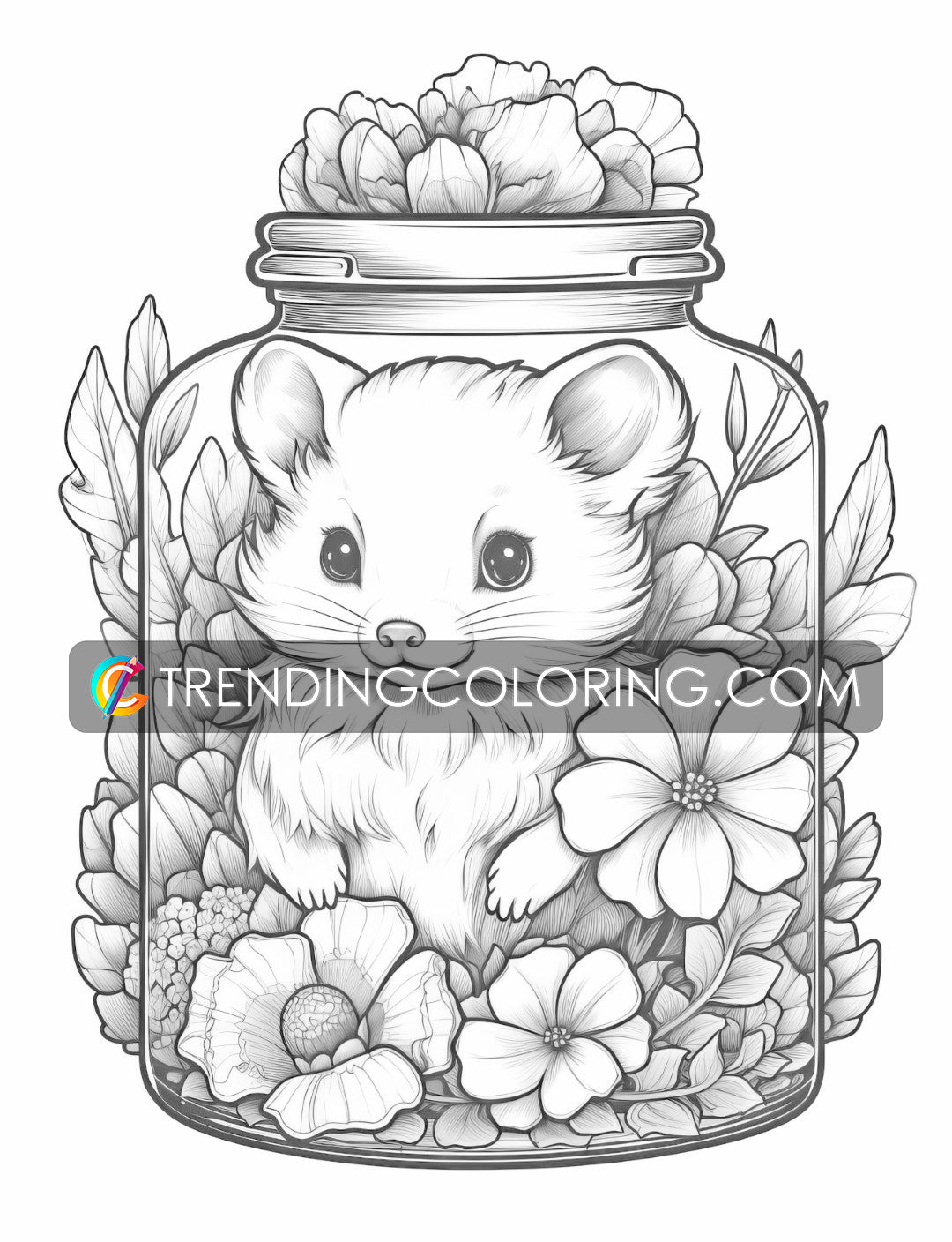 Free In Jar Coloring Pages - Fairy House, Animal, Girl, Waterfall, Mushroom - Printable PDF – preview 2