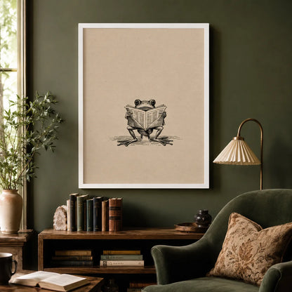Frog Reading Newspaper Wall Art Decor - Wall Art Decor - alternate angle