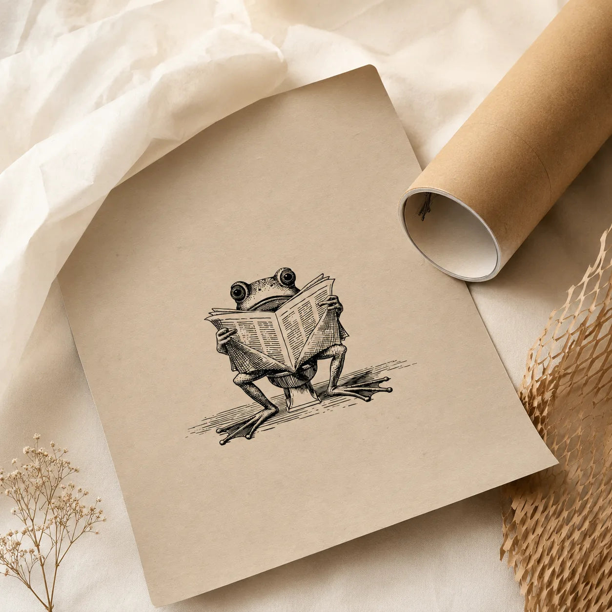 Frog Reading Newspaper Wall Art Decor - Wall Art Decor - back view