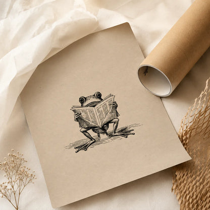 Frog Reading Newspaper Wall Art Decor - Wall Art Decor - back view