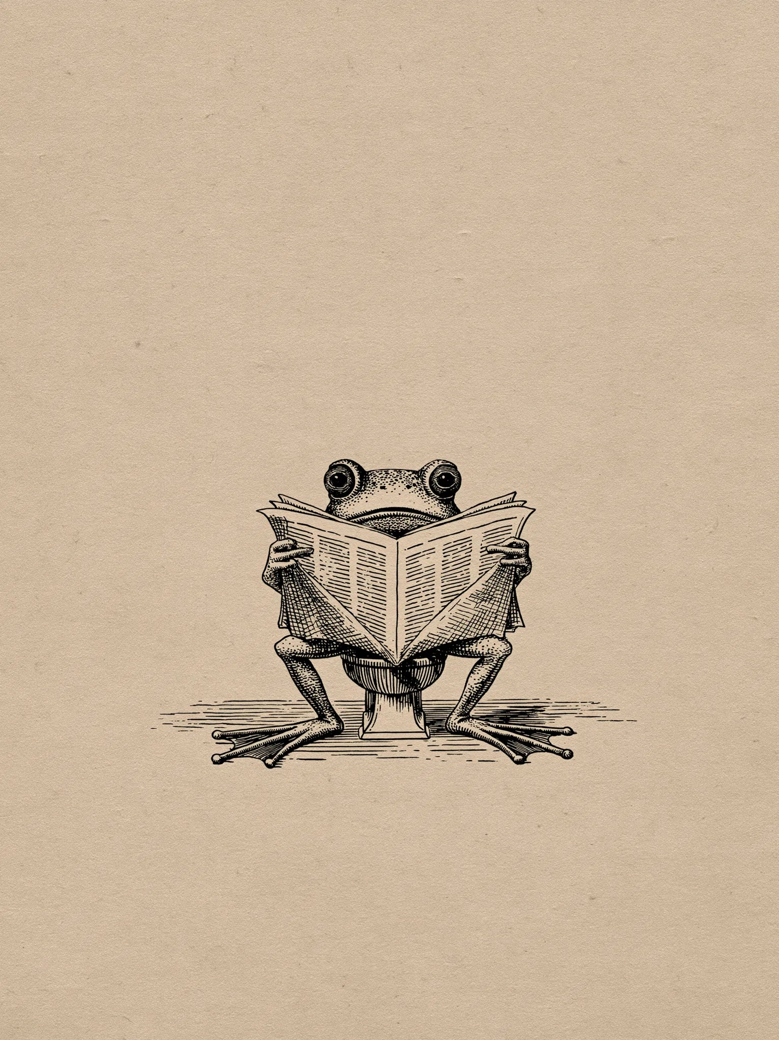 Frog Reading Newspaper Wall Art Decor - Wall Art Decor - front view