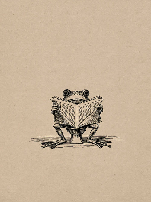 Frog Reading Newspaper Wall Art Decor