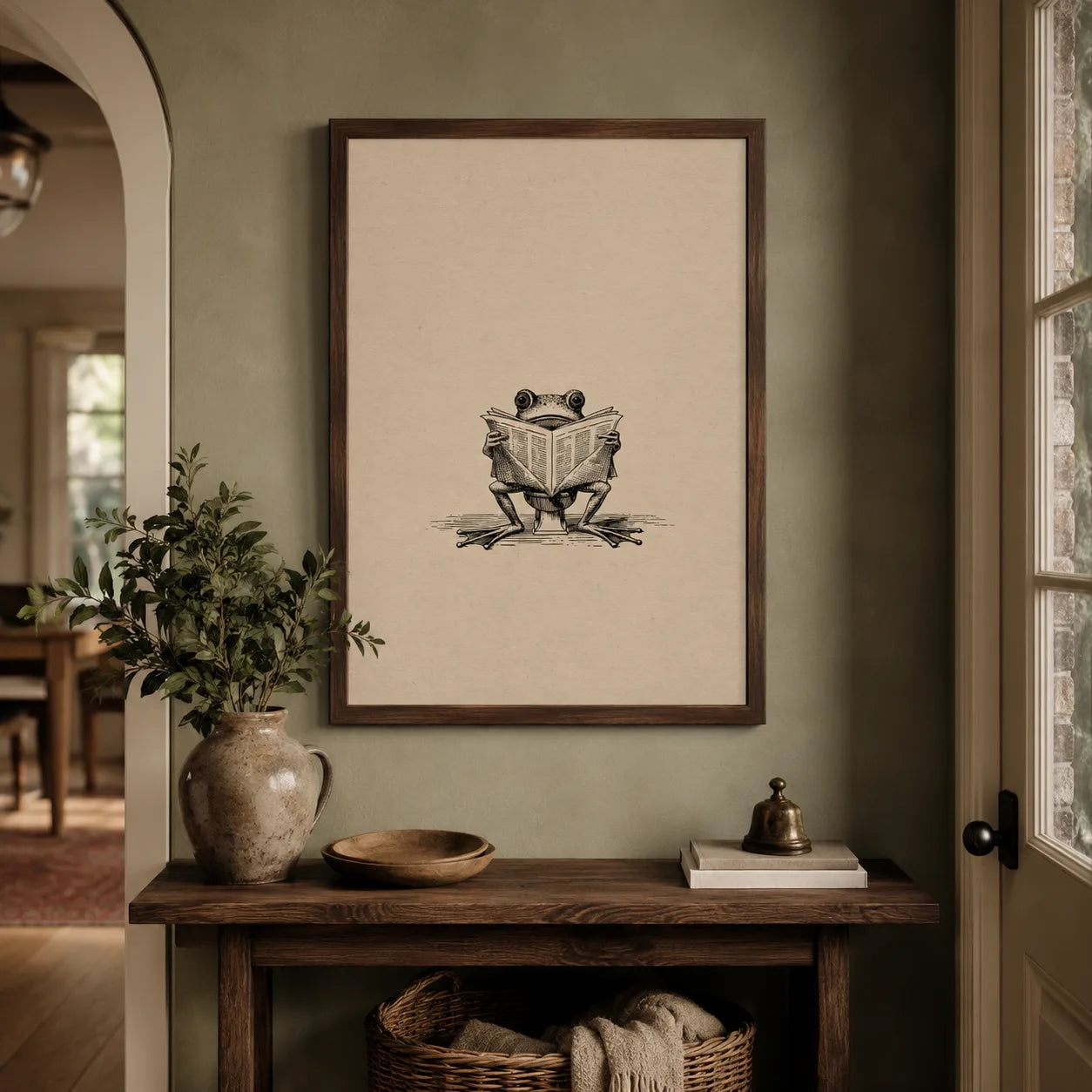 Frog Reading Newspaper Wall Art Decor - Wall Art Decor - in use