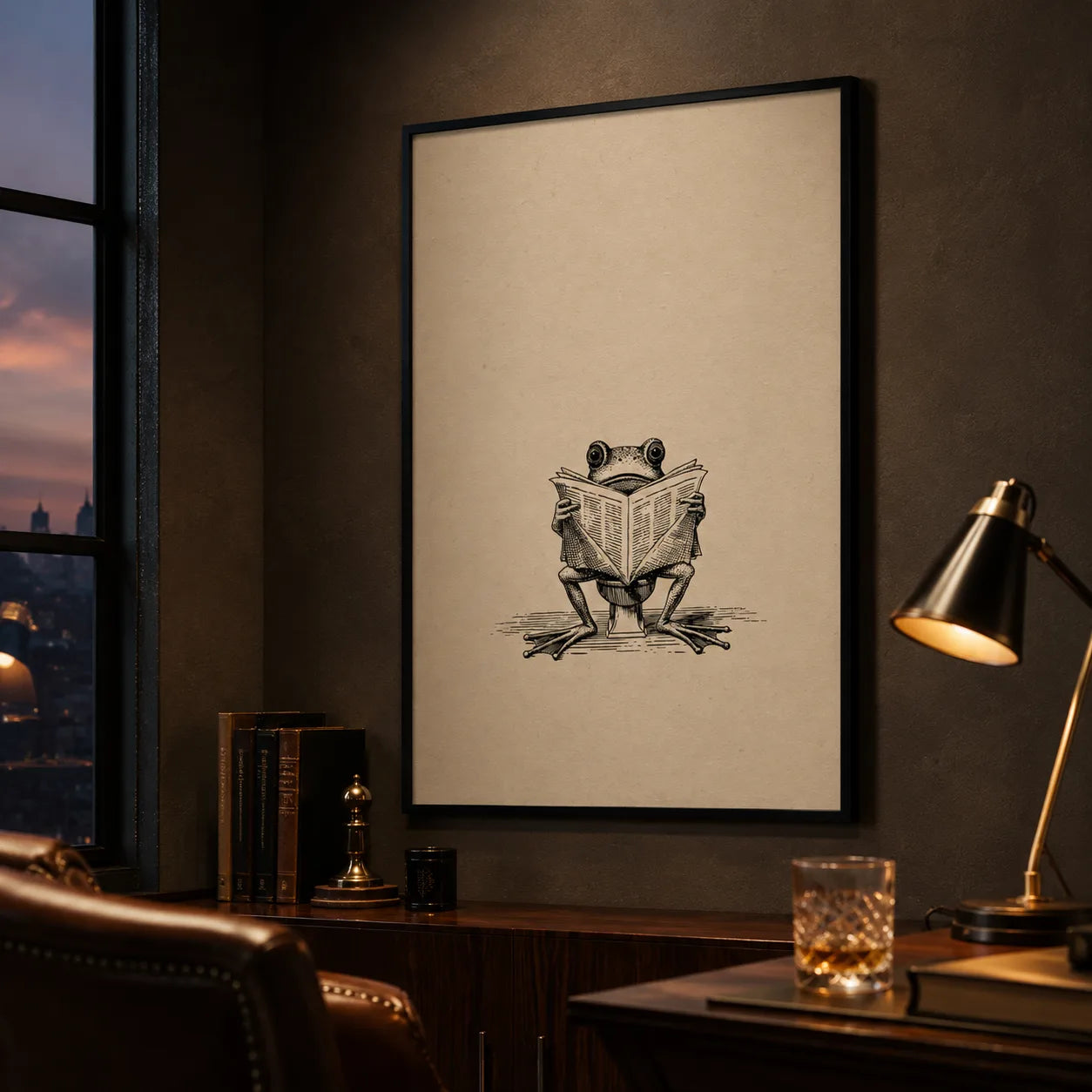 Frog Reading Newspaper Wall Art Decor - Wall Art Decor - lifestyle