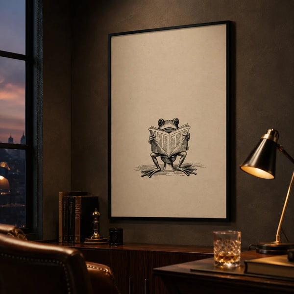 Frog Reading Newspaper Wall Art Decor