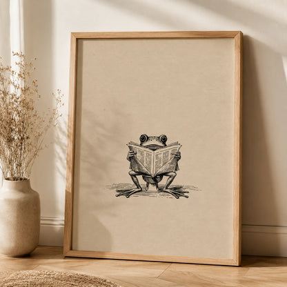 Frog Reading Newspaper Wall Art Decor - Wall Art Decor - side view