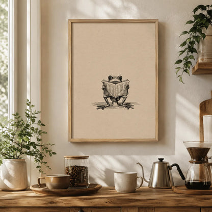Frog Reading Newspaper Wall Art Decor - Wall Art Decor - styled