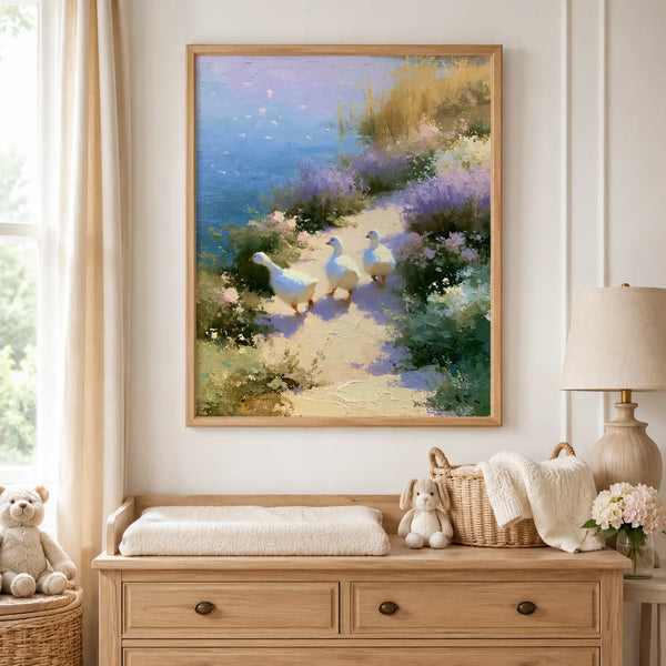 Geese on Garden Path Wall Art Decor