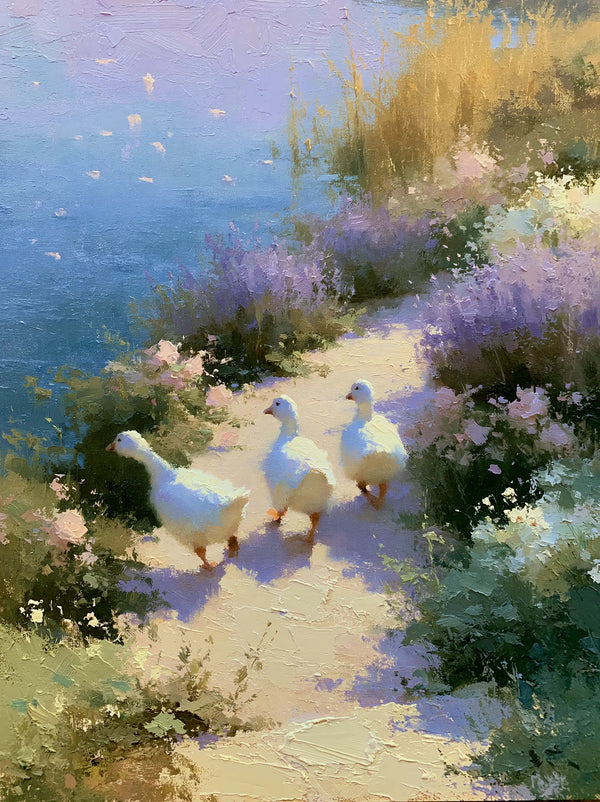 Geese on Garden Path Wall Art Decor