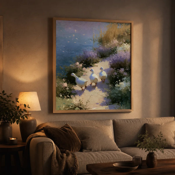Geese on Garden Path Wall Art Decor